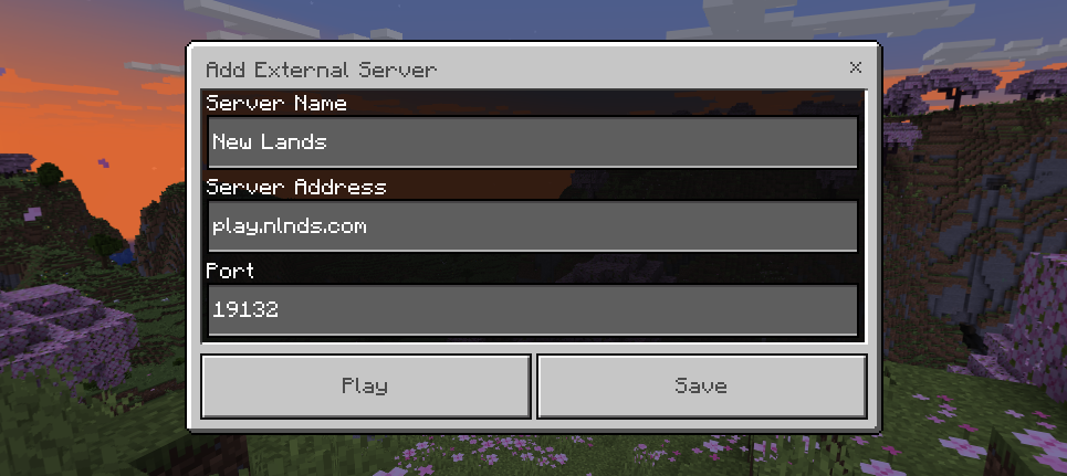 Minecraft Bedrock Edition - Add External Server Menu - Screenshot