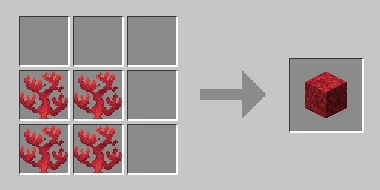 4 red coral being crafted into a red coral block