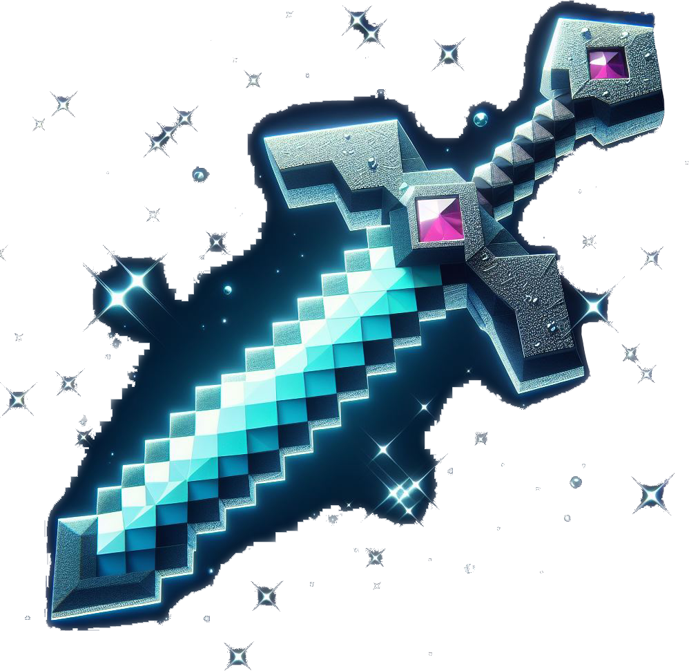 Digital art of Minecraft Steve with glowing diamond sword